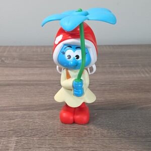 Smurfette Smurfs The Lost Village 2016  Figure Blue Flower Umbrella Burger King